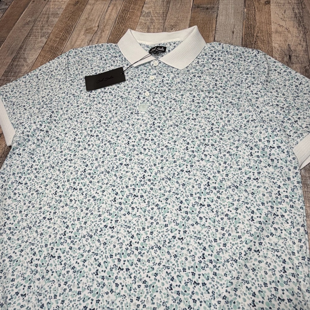 NWT Bad Birdie Golf Polo Men 2XL White Floral 4-Way Stretch Performance Shirt